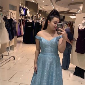 Long sparkly blue prom dress